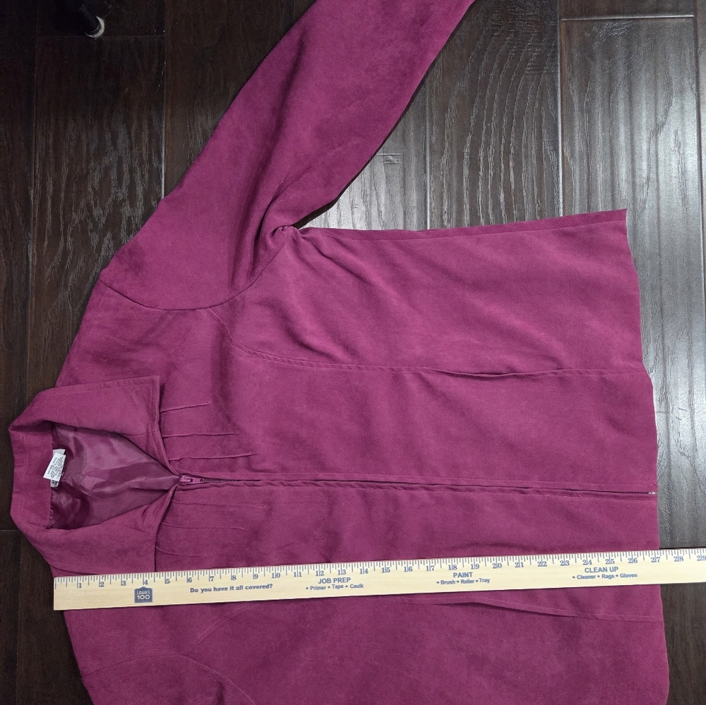Bon Worth Magenta Suede-Look Zip Front Jacket - Picture 8 of 8